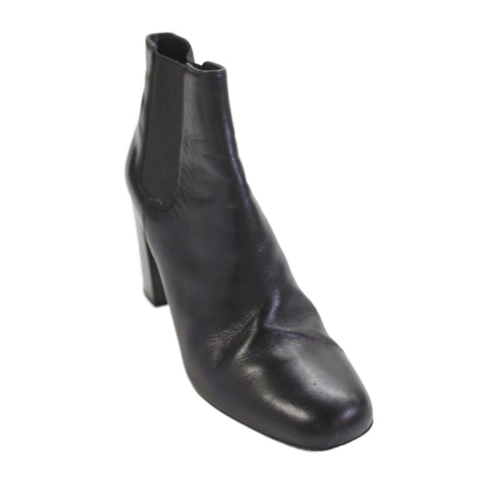 Saint Laurent Womens Leather Stretch Inset Ankle Boots Black Size 39.5 9.5